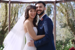 Young couple on their wedding day 